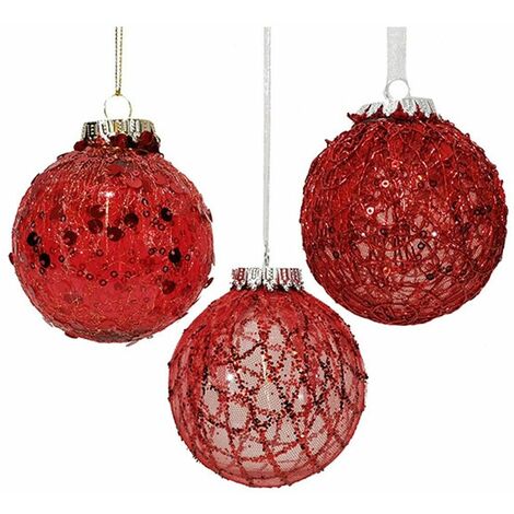 Palline rosse per Albero di Natale sfera Decorazioni natalizie addobbi particolari casa 10cm set 8 e 8cm set 12 - Diametro: diametro 10 cm pezzi 8