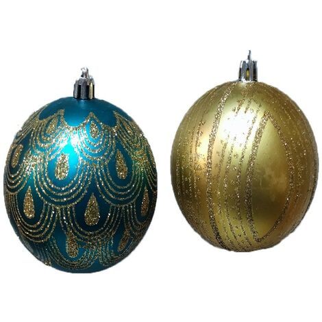 Palline sfera per albero di natale palle decorazioni natalizie addobbi verde oro cm 8 set da 12 verde e oro