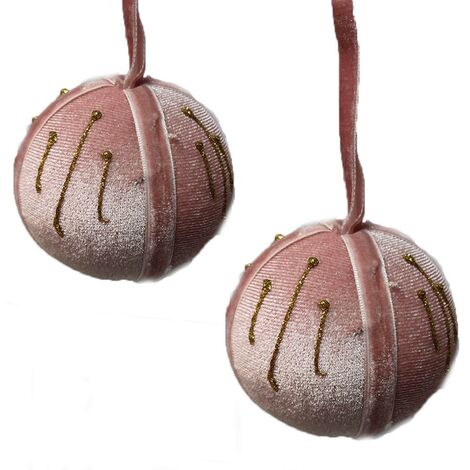 Palline velluto sfera rosa antico oro per albero di natale decorazioni natalizie cm 8 set da 12 addobbi palle vintage moderne