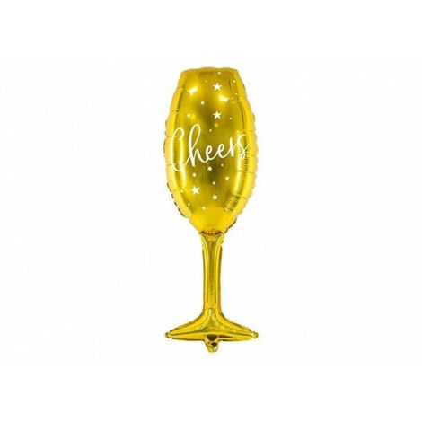 Palloncino in foil - Bicchiere da champagne Cheers, oro, 28x80 cm