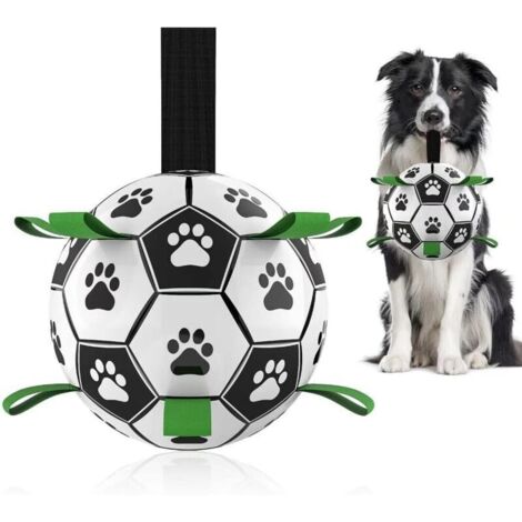 Pallone da calcio per cani con cinghie, gioco interattivo di tiro alla fune con perno pneumatico, palla resistente per cani di piccola e media taglia (15 cm)