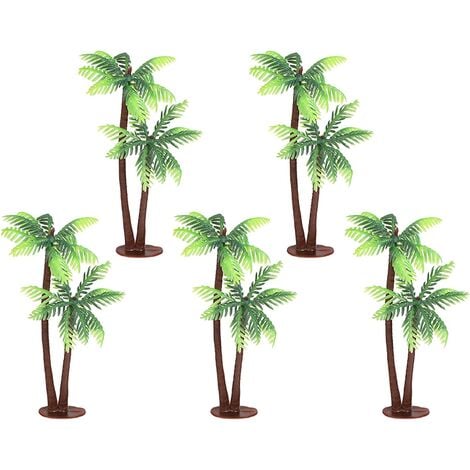 main image of "Palm Tree Cake Topper Decor Small Bonsai Beach Decorations Inflatable Artificial 5Pcs Plastic Coconut Palm Tree Miniature Plant Pots Bonsai Craft Micro Landscape DIY Decor"