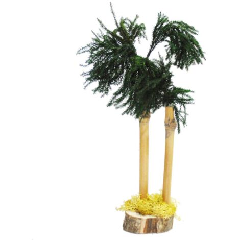 Palma con tronco di bambù e base in legno h 25 cm decorazione per presepe natalizio