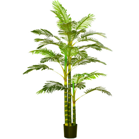 Palme artificielle 190 cm, plante en plastique en pot, fausse plante pour salon chambre bureau jardin décoration moderne cadeau