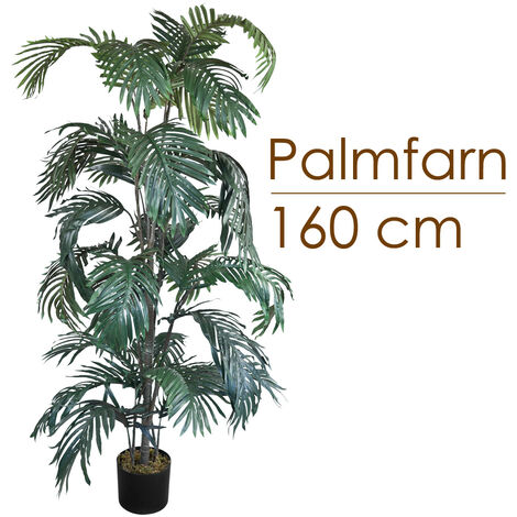 Palme Palmfarn Kunstpflanze Plastik Künstliche Pflanze 160cm Decovego