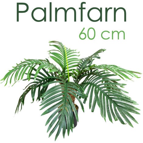 Palme Palmfarn Sagopalme Kunstpflanze Künstliche Pflanze 60 cm Kunstblume Kunstbaum Innendekoration Kunst Pflanze wie echt im Topf Decovego
