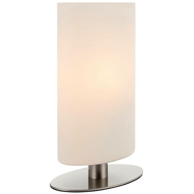 Endon Lighting - Endon Palmer - Table Lamp Satin Nickel, Matt Opal Duplex Glass, E14