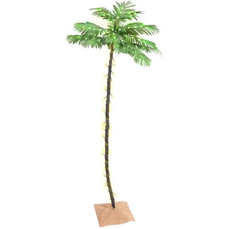 Palmera artificial con 136 LED blanco cálido 220 cm