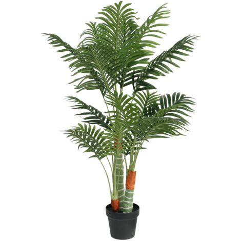 Palmera artificial con 3 troncos PP verde 120 cm