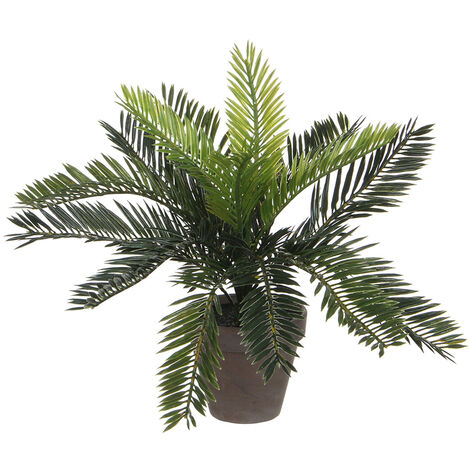 EDM PALMERA SAGO (CYCA REVOLUTA) PVC CON MACETA GRIS 33X11.5CM. PLANTAS ARTIFICIALES PARA ADORNO EN CASA, OFICINA, JARDIN, ETC.