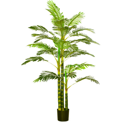 Palmier areca artificiel hauteur 190 cm avec 30 grandes feuilles en plastique pot inclus