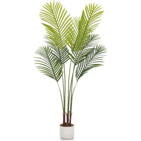 Palmier artificiel 130 cm – grande plante factice réaliste avec pot moderne – pour balcon et salon