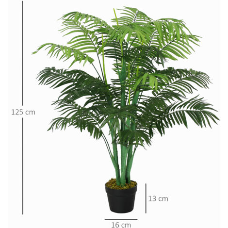 Palmier artificiel de 125 cm de haut, plante artificielle avec 18 palmes en pot, idéal pour le salon ou le balcon.