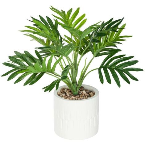 Palmier artificiel Etnik pot ciment H29cm - Atmosphera créateur d'intérieur - Blanc