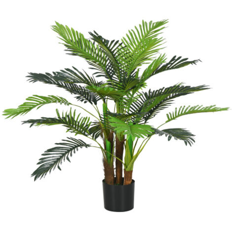 Palmier Artificiel H.1 m Arbre Artificiel Tronc Branches Lichen Feuilles Grand réalisme Pot Inclus