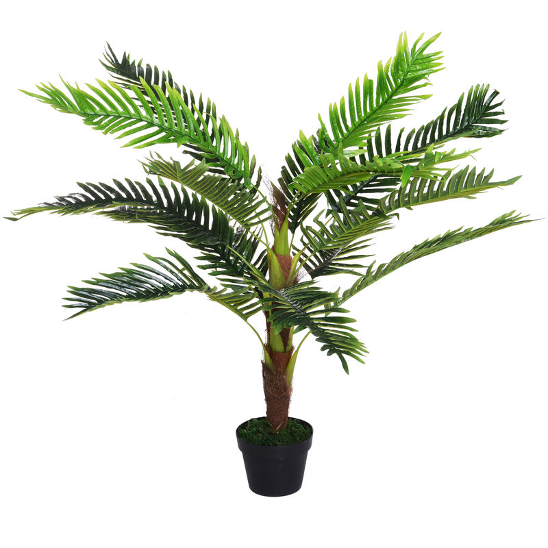 Outsunny - Palmier artificiel hauteur 123 cm arbre artificiel décoration plastique fil de fer pot inclus vert
