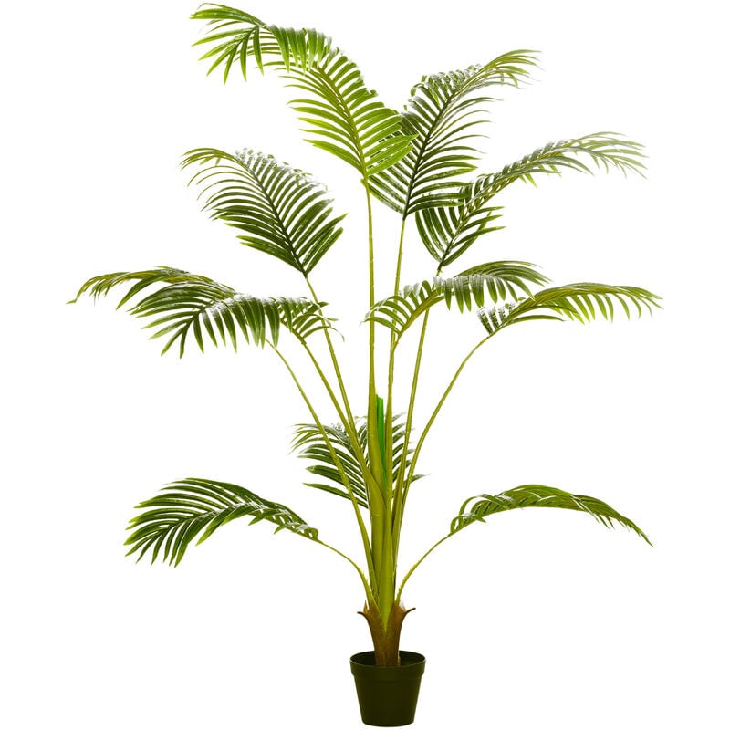 Homcom - Palmier artificiel Sanwei Kwai h. 170 cm 11 grandes feuilles pot noir inclus - Vert