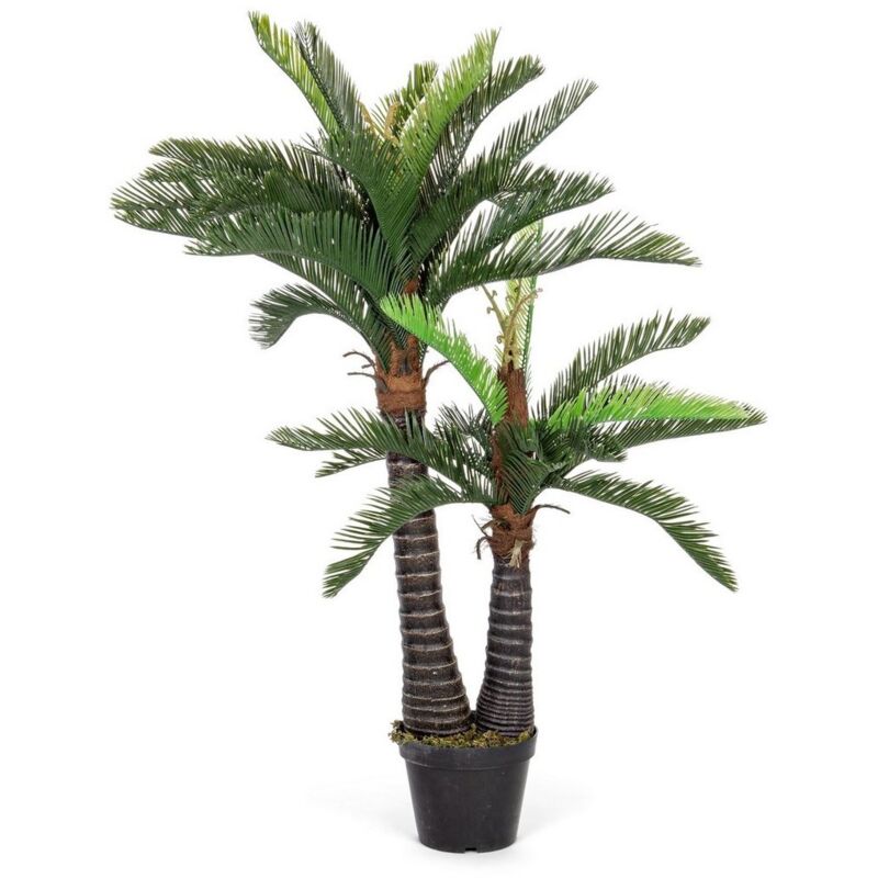 Iperbriko - Palmier en pot avec 36 feuilles, 2 troncs, hauteur 150 cm