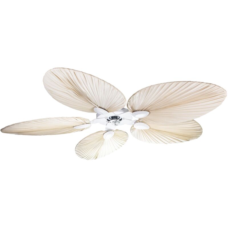 Purline - Tenerife - Super destratificateur et ventilateur dc 132 cm Chrome pales bois blanc sans Lumière 25 à 35 m²