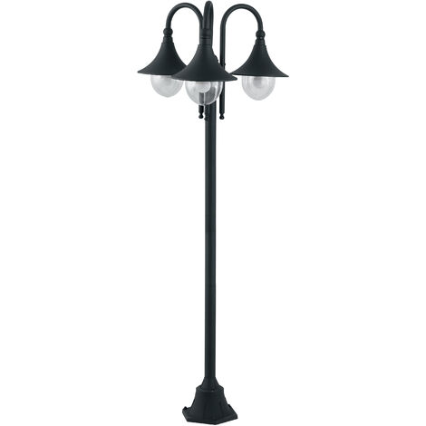 Palo per esterno PAVIA nero a tre teste (3xE27) 190 cm. IP44