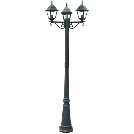 Palo per esterno ROMA nero con diffusori in vetro 190 cm. (3xE27) IP44