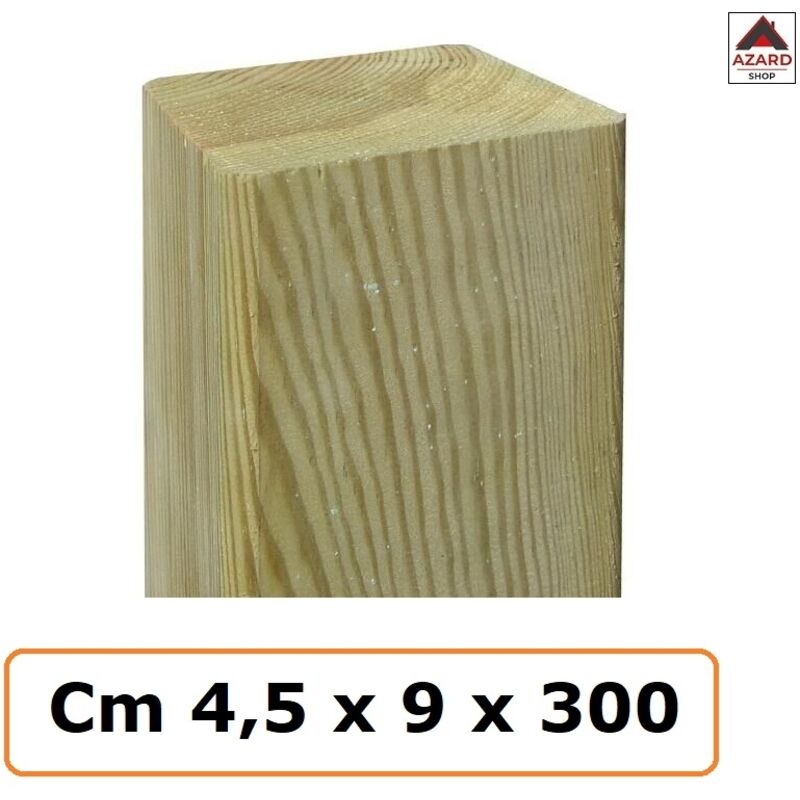 Palo Rettangolare In Legno Di Pino Impregnato Cm 4,5x9x300 Paletto ...