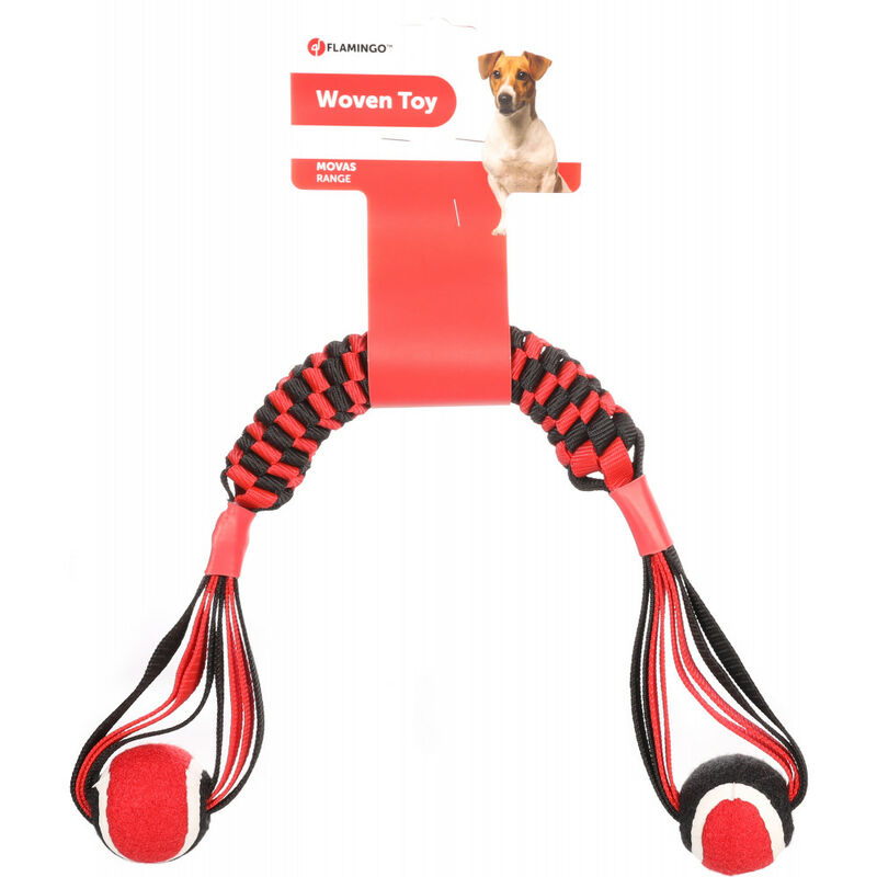 

Palo tejido Movas con pelota de tenis. Juguete para perros de 55 cm.