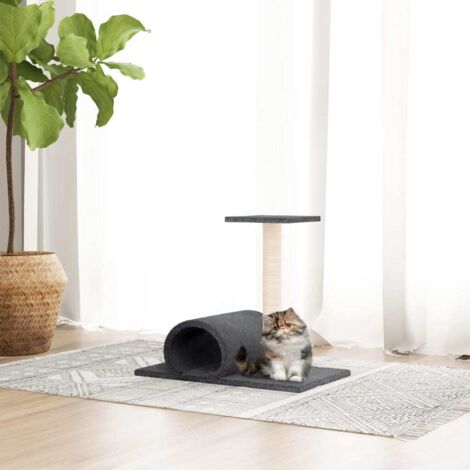 Palo Tiragraffi per Gatti con Tunnel Grigio Scuro 60x34,5x50cm vidaXL