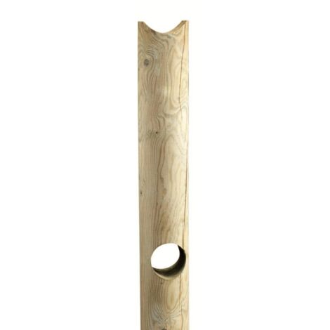 Palo tondo 12x150 cm con sella e foro in legno impregnato in autoclave
