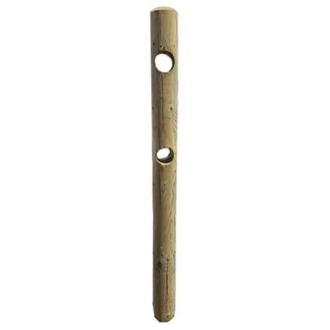Palo tondo in legno da Ø12 cm, a 2 fori passanti da Ø8 cm, 150 cm