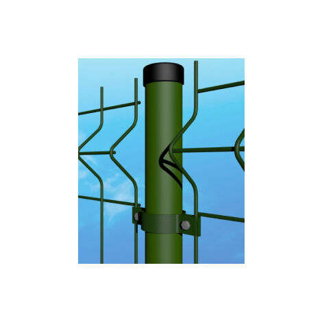Palo Tubolare  Tondo Verde Diametro 48mm -  Altezza Palo 200 cm - Completo di 3 Collari per Fissaggio