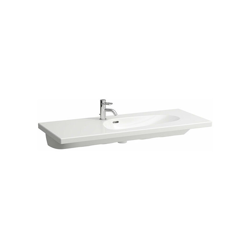 

Lavabo de Palomba desmontable, asimétrico, sin agujero para el grifo, con rebosadero, 1200x500, color: Blanco con LCC - H8148064001091 - Laufen