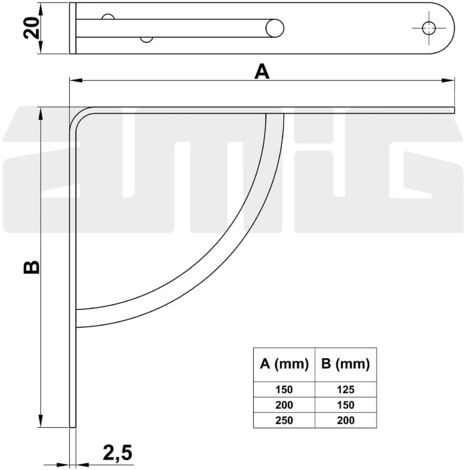 Palomilla 12-150x125mm acero gris metal (s) 8849 amig