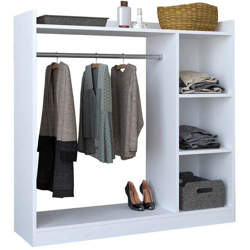 Ebuy24 - Palosa armoire de rangement étagère avec barre de suspension 3 tablettes blanc.