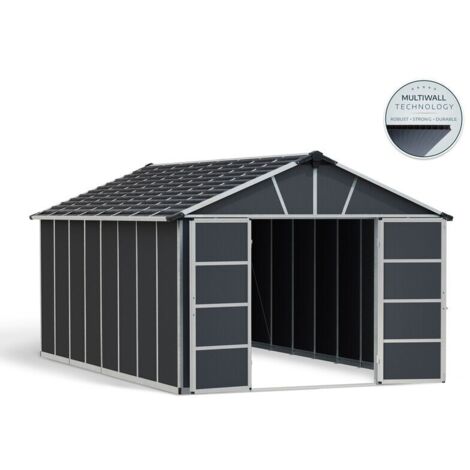 Palram – Abri de jardin résine 17 m² – Dimensions 519 x 332 x 252 cm – Résistance au vent 100 km/h – 705683