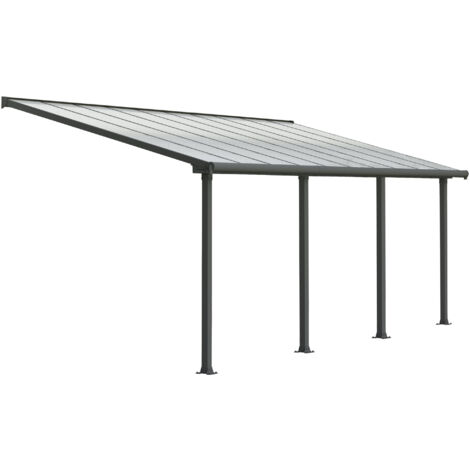 Palram – Abri de terrasse en aluminium 300x619x305 cm – Résistance au vent jusqu'à 120 km/h – Charge neige 170 kg/m² – Système de gouttière intégré