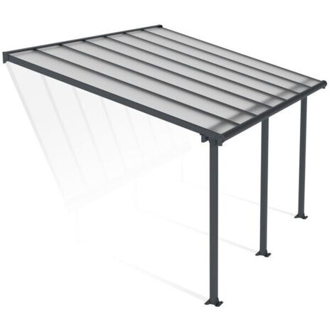 Palram – Pergola 12.5m² gris anthracite en aluminium avec toiture polycarbonate multi-parois – Gouttière intégrée Ø 50mm – 704217