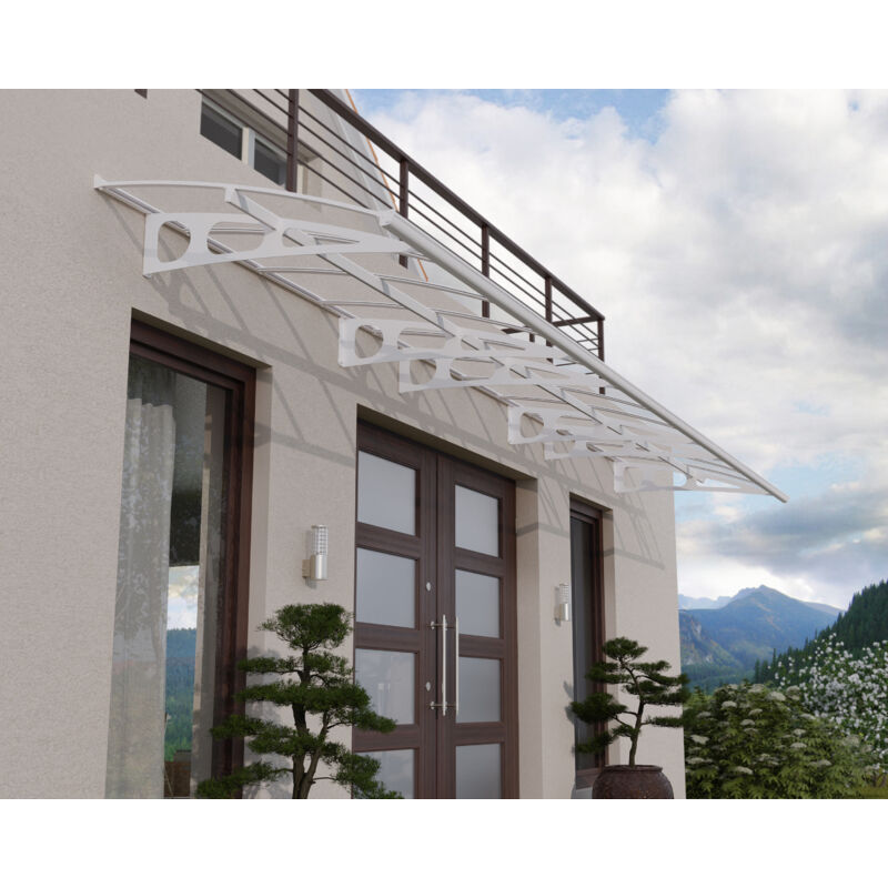 

Palram - Canopia Bordeaux 670X140 Marquesina Para Puerta Transparente Blanco - Blanco