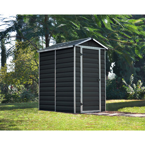 Palram - Canopia – Abri de jardin résine Skylight pent gris foncé – Panneaux en polycarbonate résistants – Cadre en aluminium durable – 100% recyclable
