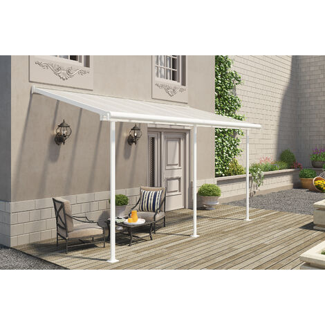 Palram - Canopia – Abri de terrasse aluminium Sierra Blanc 448x228x300 cm – Toit en polycarbonate 6mm – Résistant aux UV et à la neige jusqu'à 100kg/m²