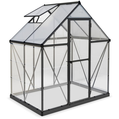 Palram - Canopia Aluminium Gewächshaus Hybrid 64 Anthrazit 126x185x208 cm