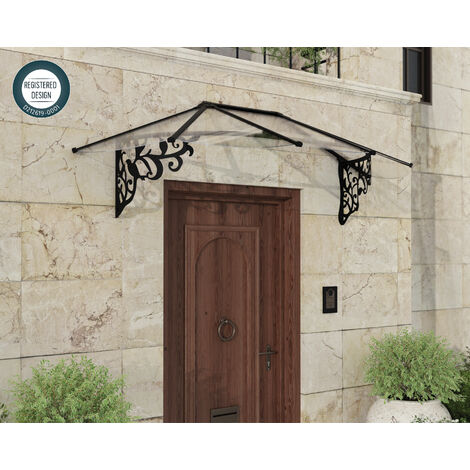 Palram - Canopia – Marquise de porte Lily 216x88cm – Aluminium antirouille et acier galvanisé – Panneaux transparents 4mm – Installation facile