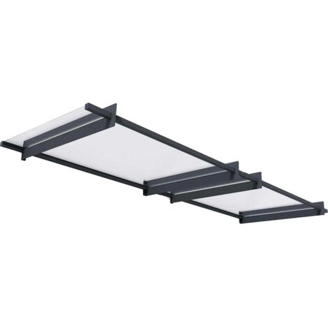 Palram - Canopia – Marquise de porte Nancy gris – Dimensions 150,5 x 94 cm – Structure en aluminium et acier galvanisé – Épaisseur acrylique 4 mm