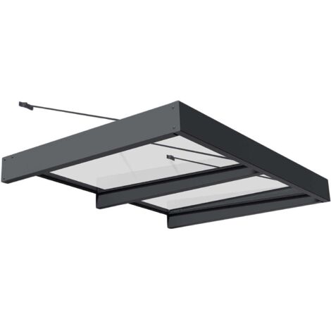 Palram - Canopia – Marquise de porte Sophia 192,3 cm en aluminium gris – Panneau acrylique transparent – Résiste aux intempéries jusqu'à 120 km/h