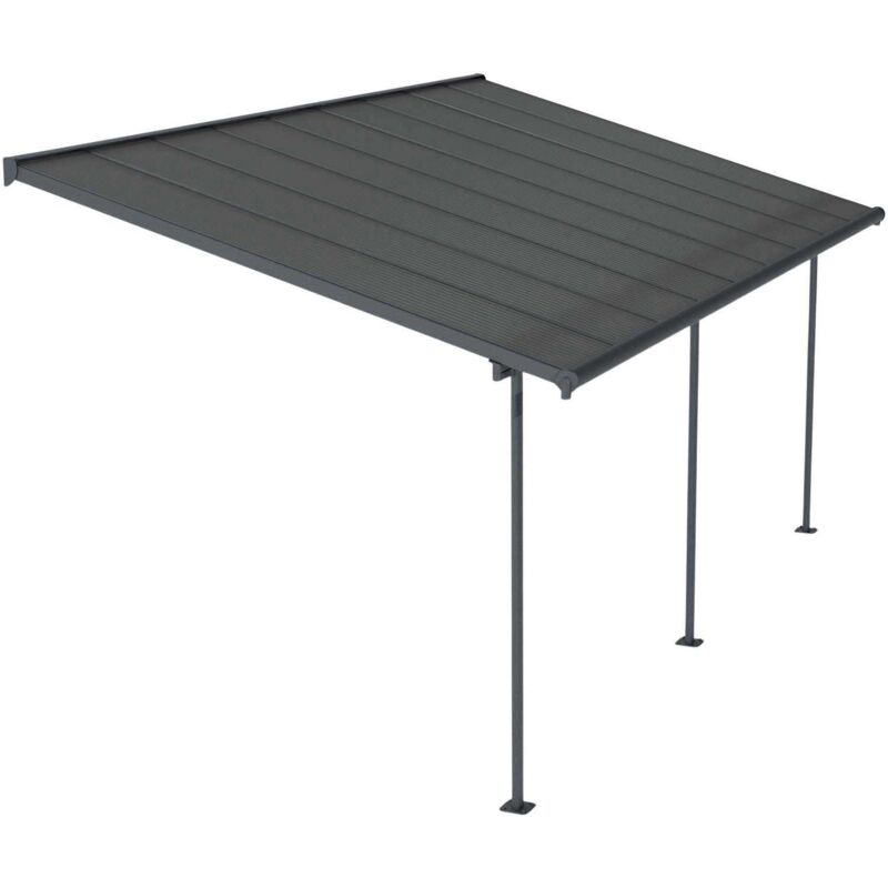 Pergola à adosser en aluminium et polycarbonate gris Capri 3 x 5.6 m