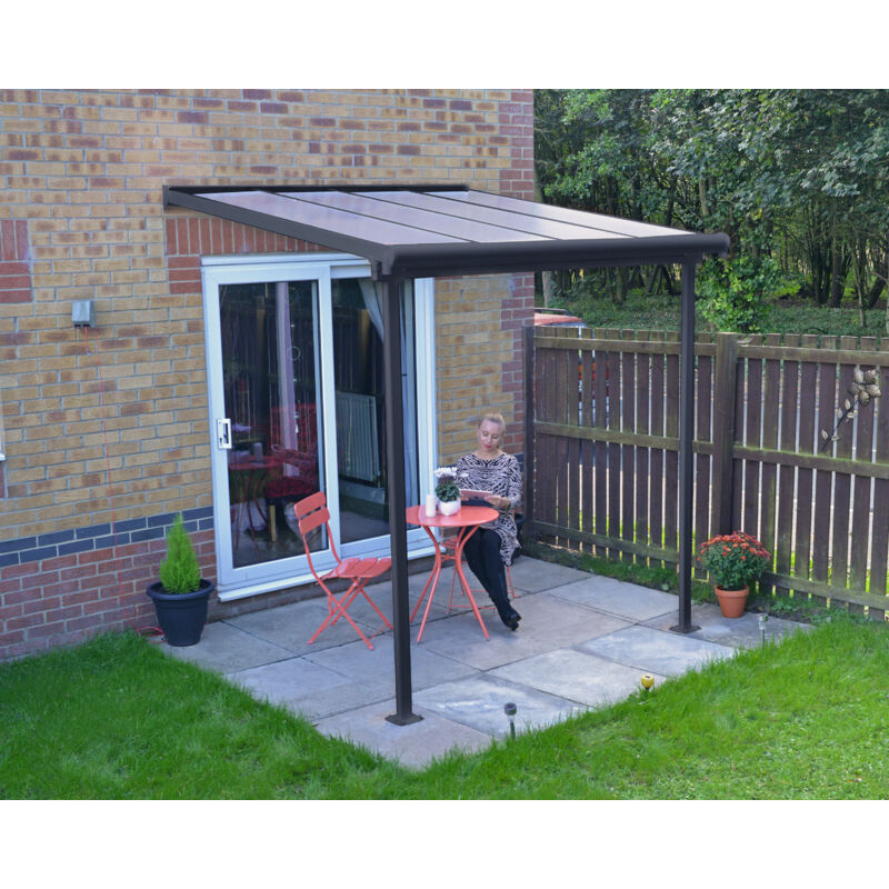 Pergola à adosser en aluminium gris et polycarbonate Sierra 2.2 x 2.3 m