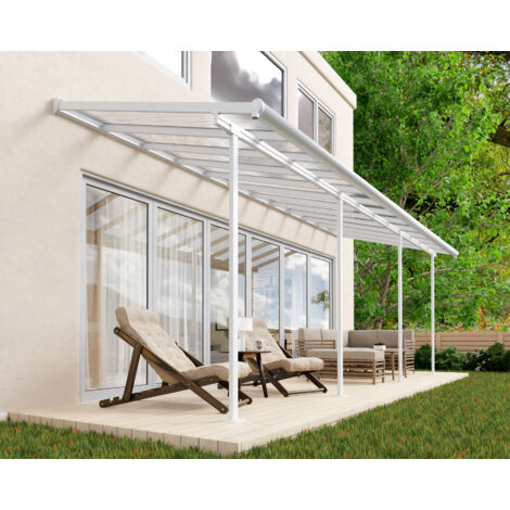 Palram - Canopia – Abri de terrasse aluminium Sierra Blanc 228x671x300 cm – Toit en polycarbonate 6mm – Protection UV 100% – Charge neige 100kg/m²