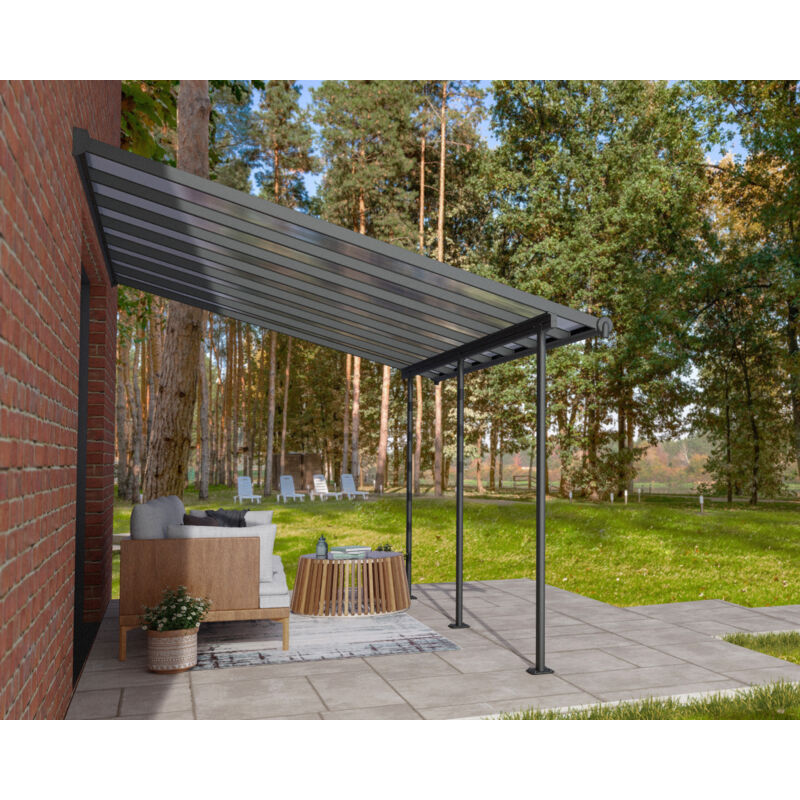 Pergola à adosser en aluminium gris et polycarbonate Sierra 3 x 4.3 m
