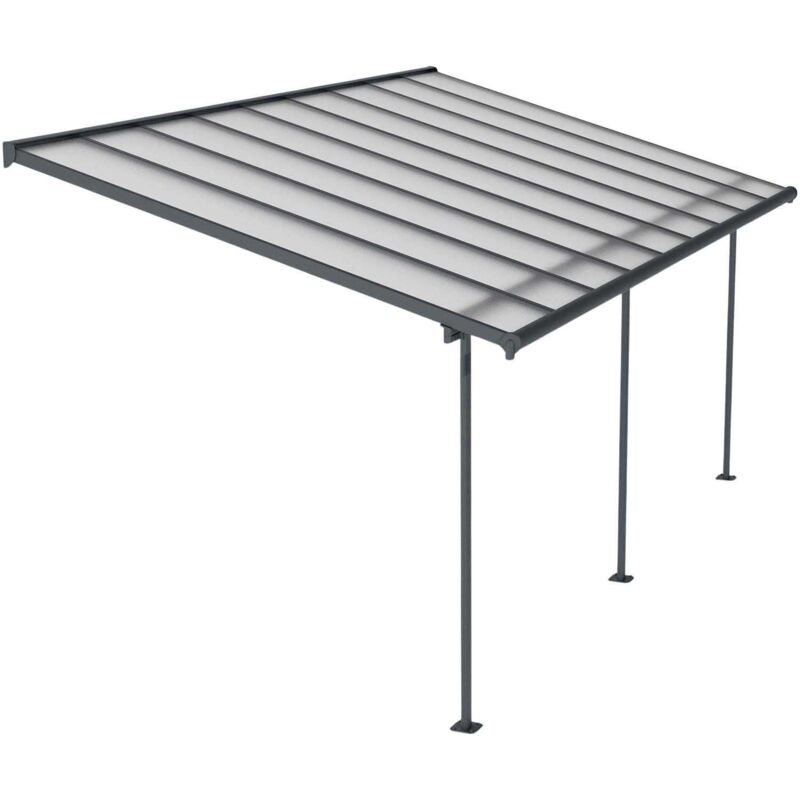 Pergola à adosser en aluminium gris et polycarbonate Sierra 3 x 5.6 m
