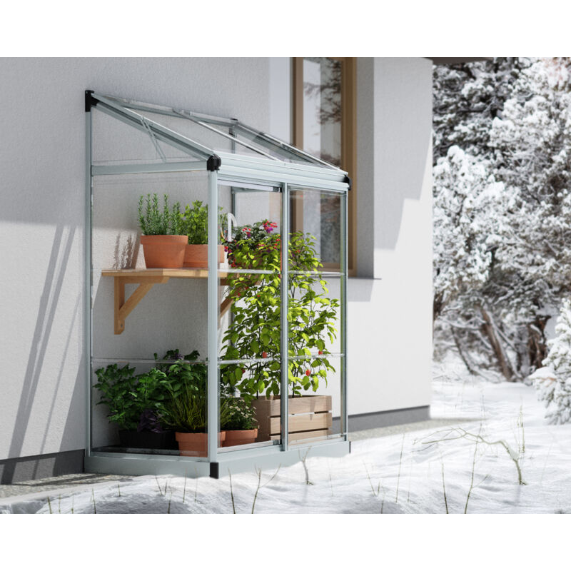 Palram - Serre de jardin en aluminium et polycarbonate adossée Lean To 0.8m²